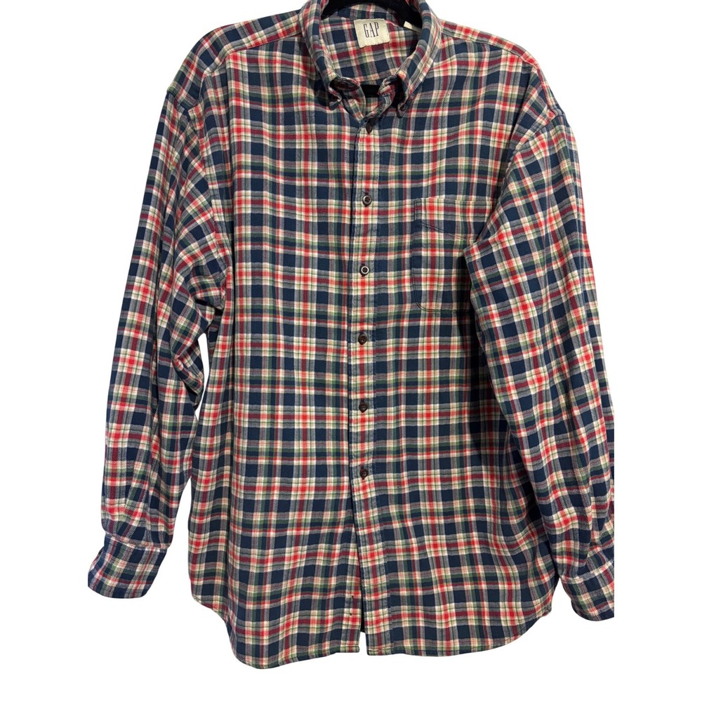 Gap Vintage Button Down Shirt‎ Plaid Multi-Color Cotton Long Sleeve XXL
